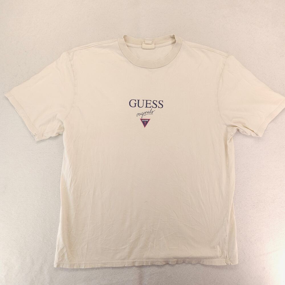 Guess Casual Graphic Short Sleeve Crew Neck T Shirt Mens Size Medium M Tan - Picture 2 of 10